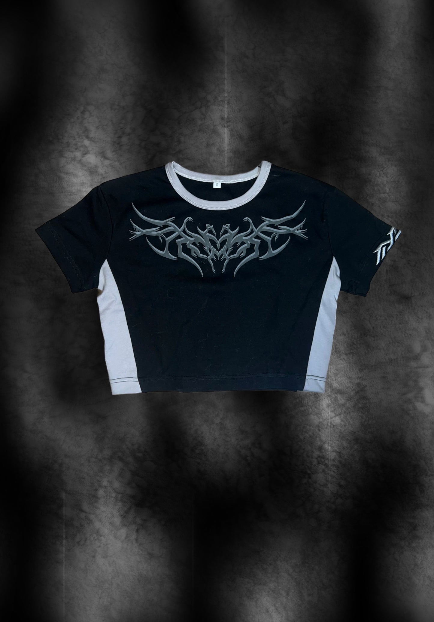 Black Cropped Sharp Heart Baby Tee